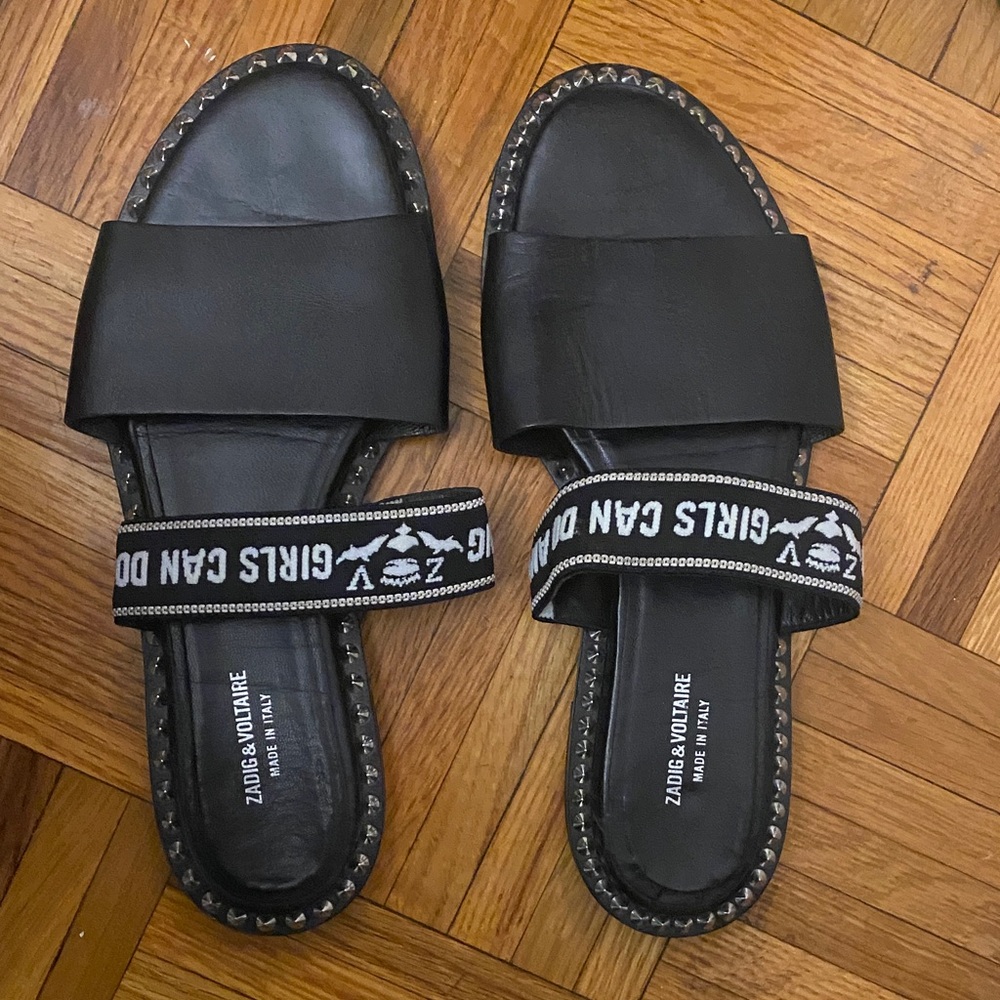 Zadig & Voltaire Black Slide Sandals